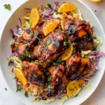 Hot Honey BBQ Chicken Thighs with Citrus Slaw Salad