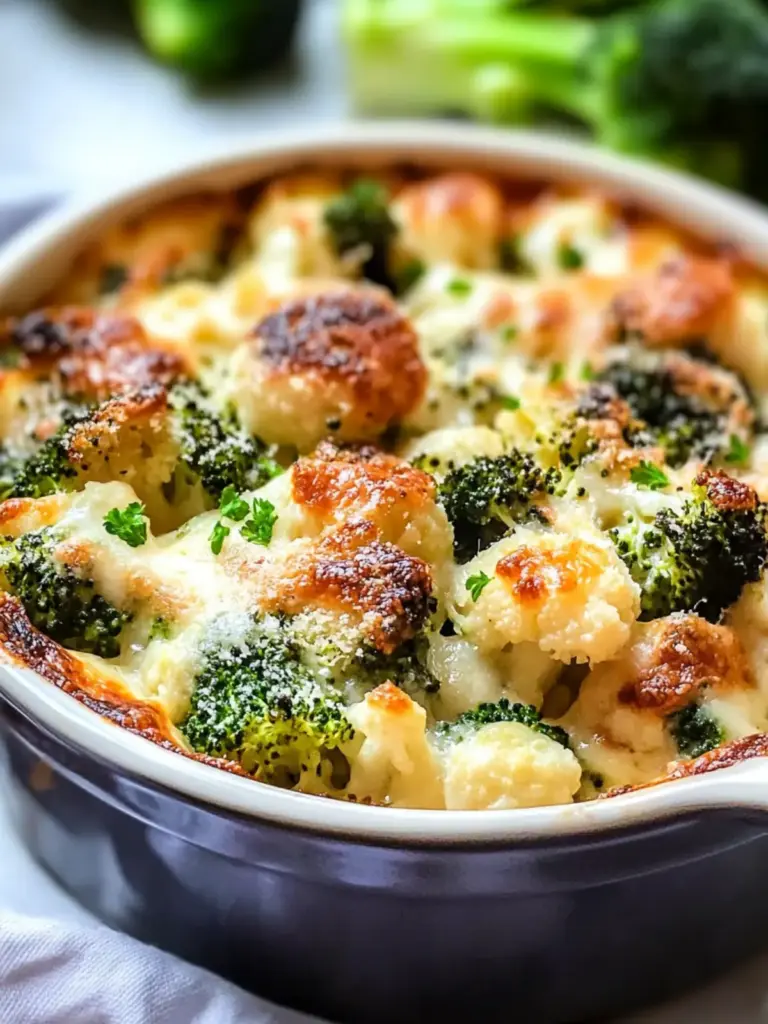 Easy Keto Broccoli Cauliflower Au Gratin