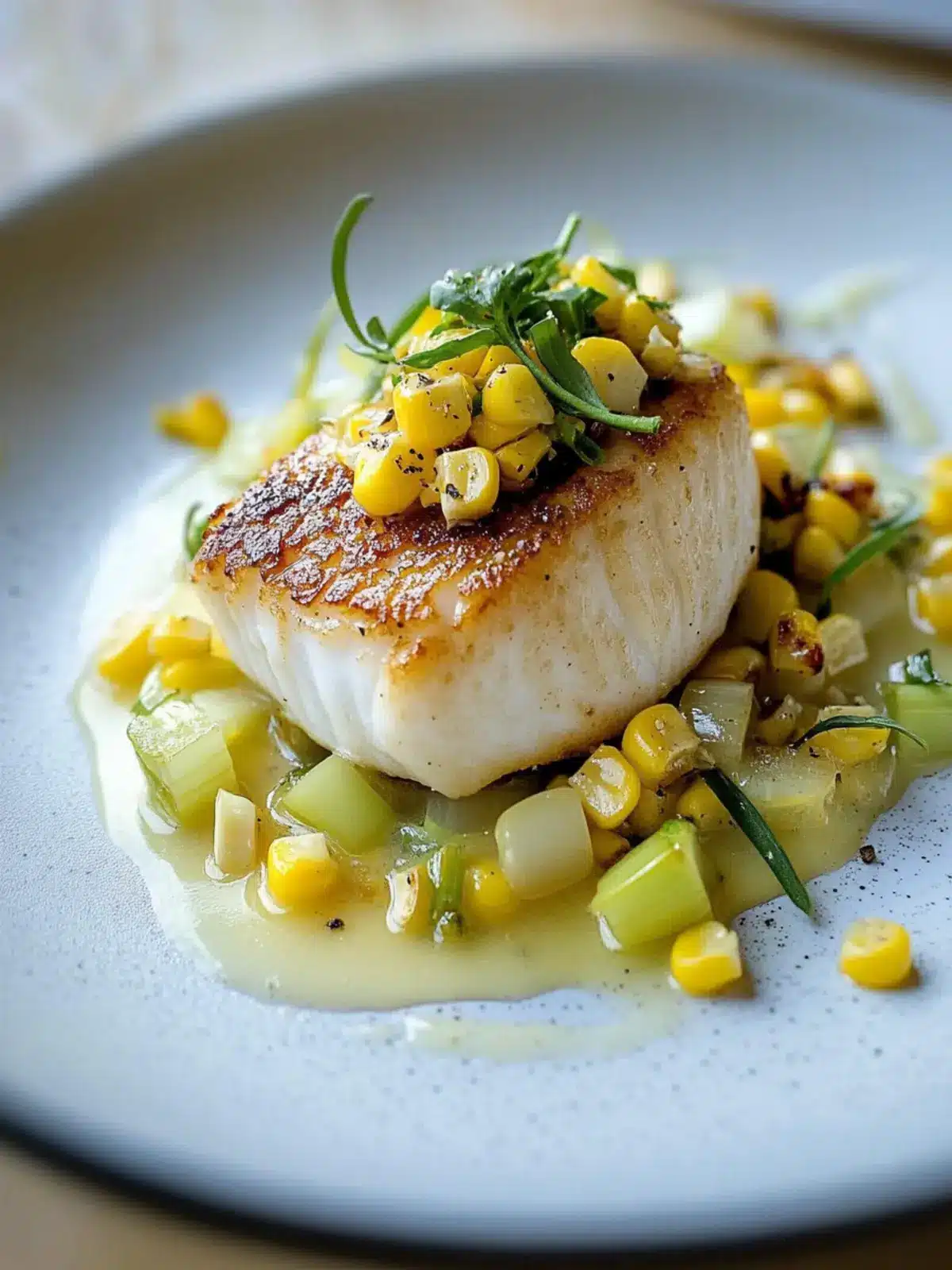 Savor Halibut with Fresh Corn & Leeks for a Comforting Meal 2 Halibut with Fresh Corn & Leeks