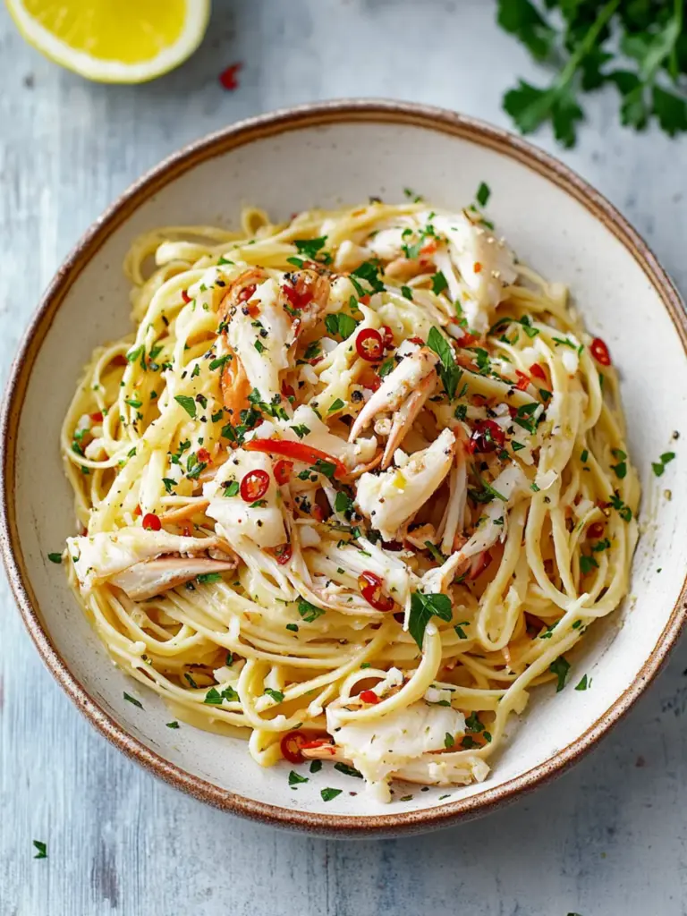 Linguine with Crab, Chilli & Garlic