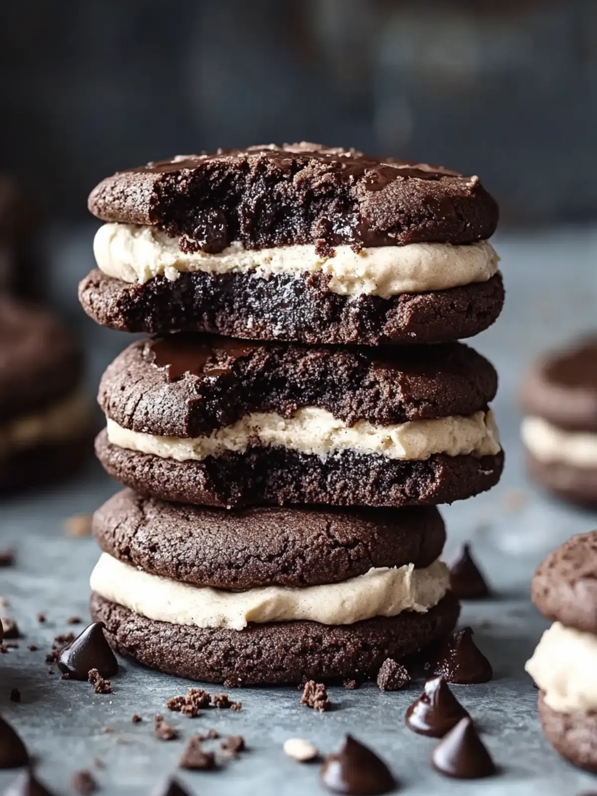 Brownie Cookie Sandwiches with Cookie Dough Buttercream Bliss 2 Brownie Cookie Sandwiches with Cookie Dough Buttercream