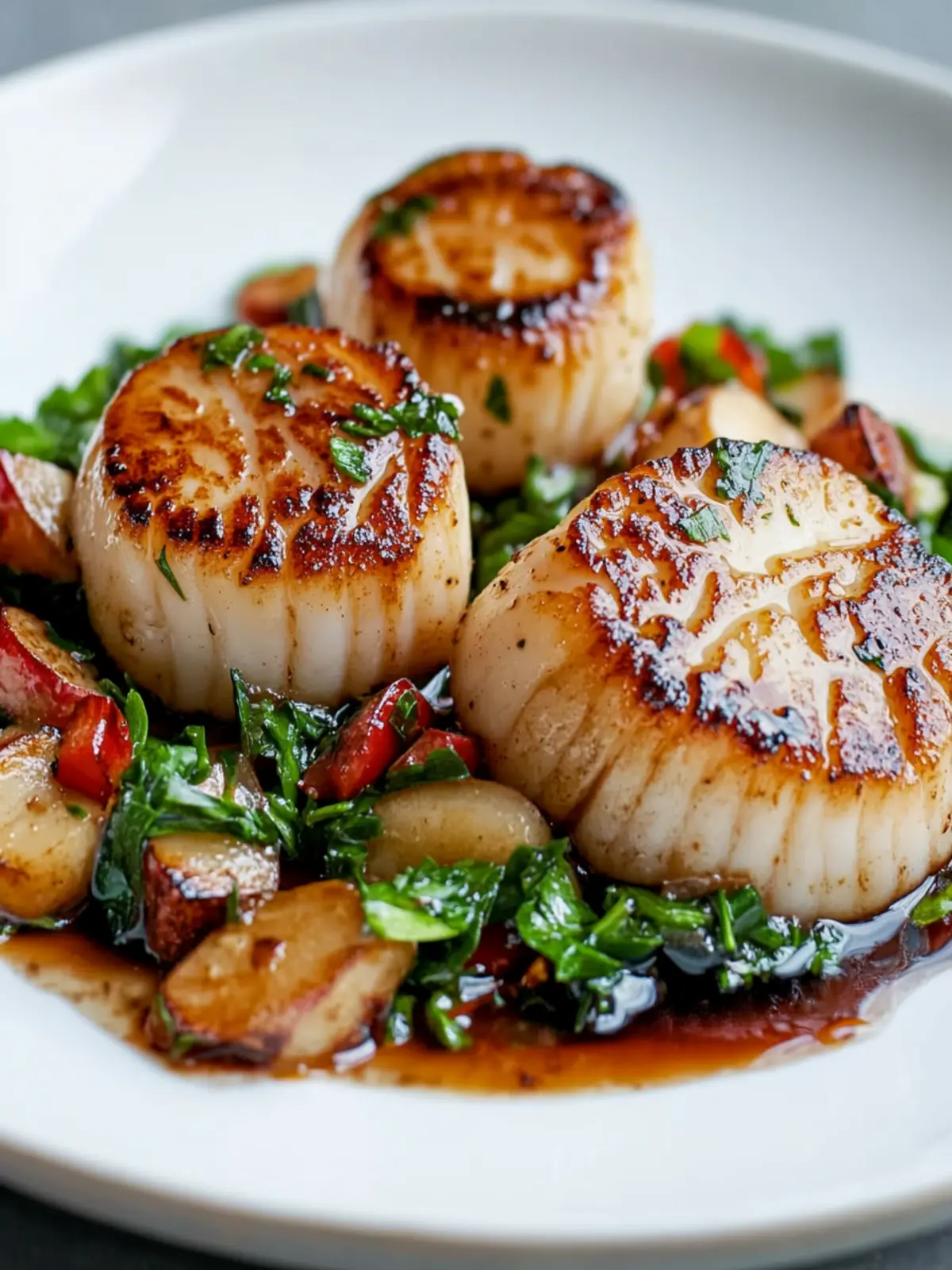 Seared Scallops with Apple Cider-Balsamic Glaze Delight 4 Seared Scallops with Apple Cider-Balsamic Glaze