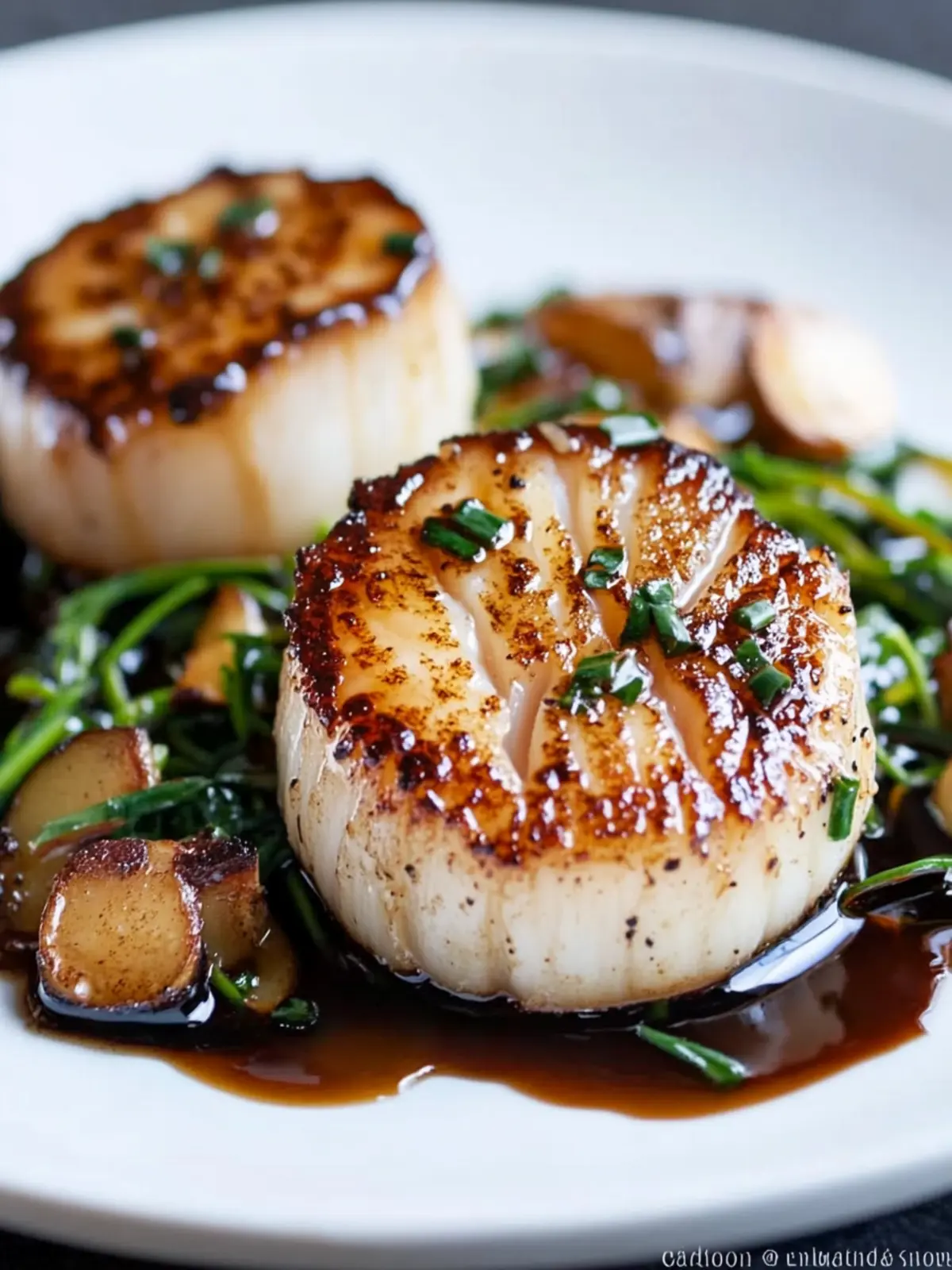 Seared Scallops with Apple Cider-Balsamic Glaze Delight 2 Seared Scallops with Apple Cider-Balsamic Glaze