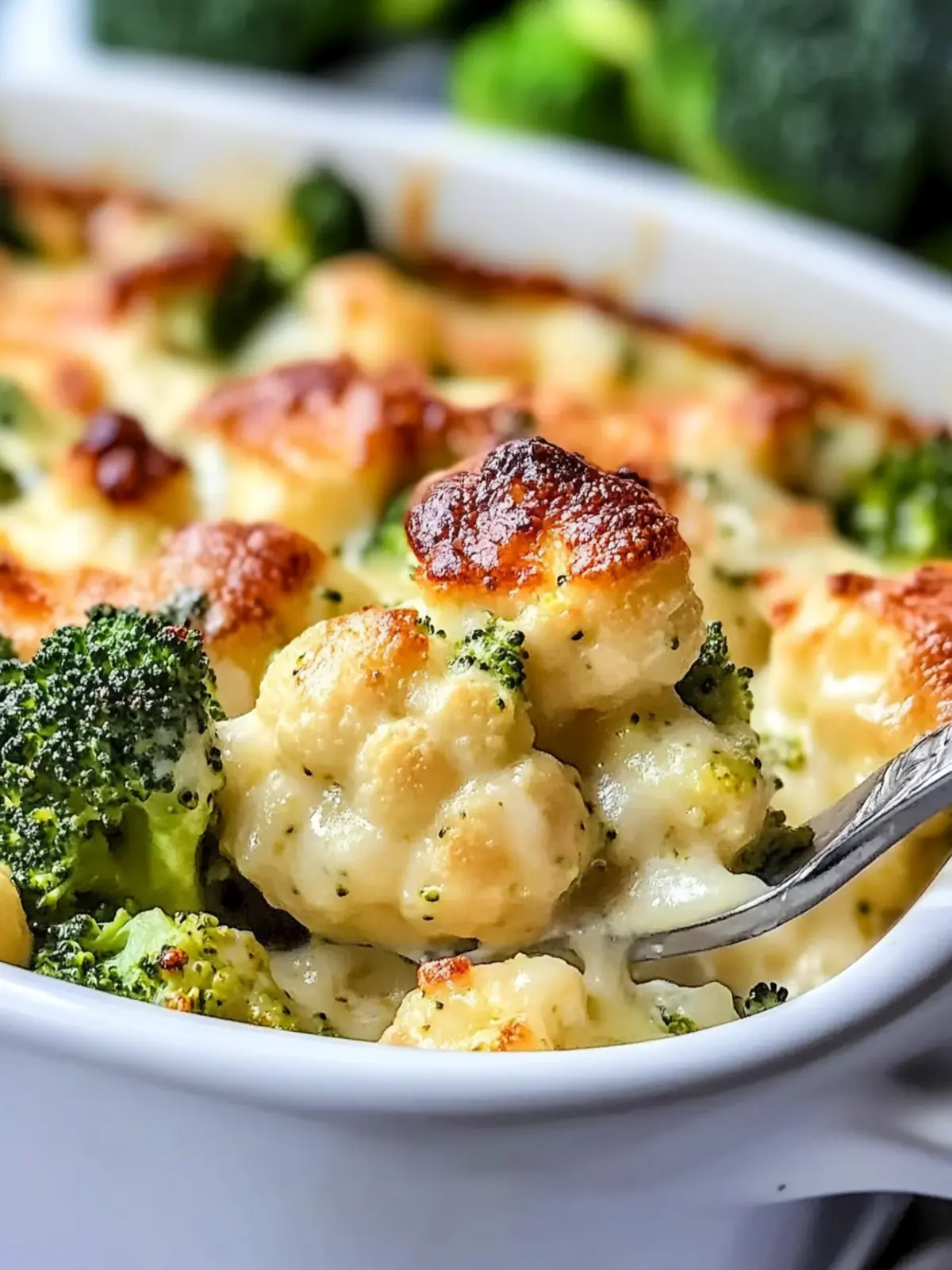 Easy Keto Broccoli Cauliflower Au Gratin with Savory Sausage 2 Easy Keto Broccoli Cauliflower Au Gratin