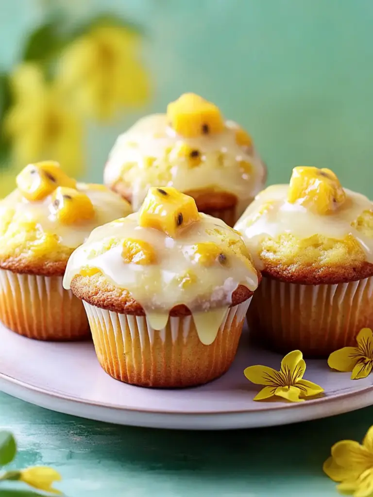 Tropical Mango Muffins with Tangy Passion Fruit Glaze