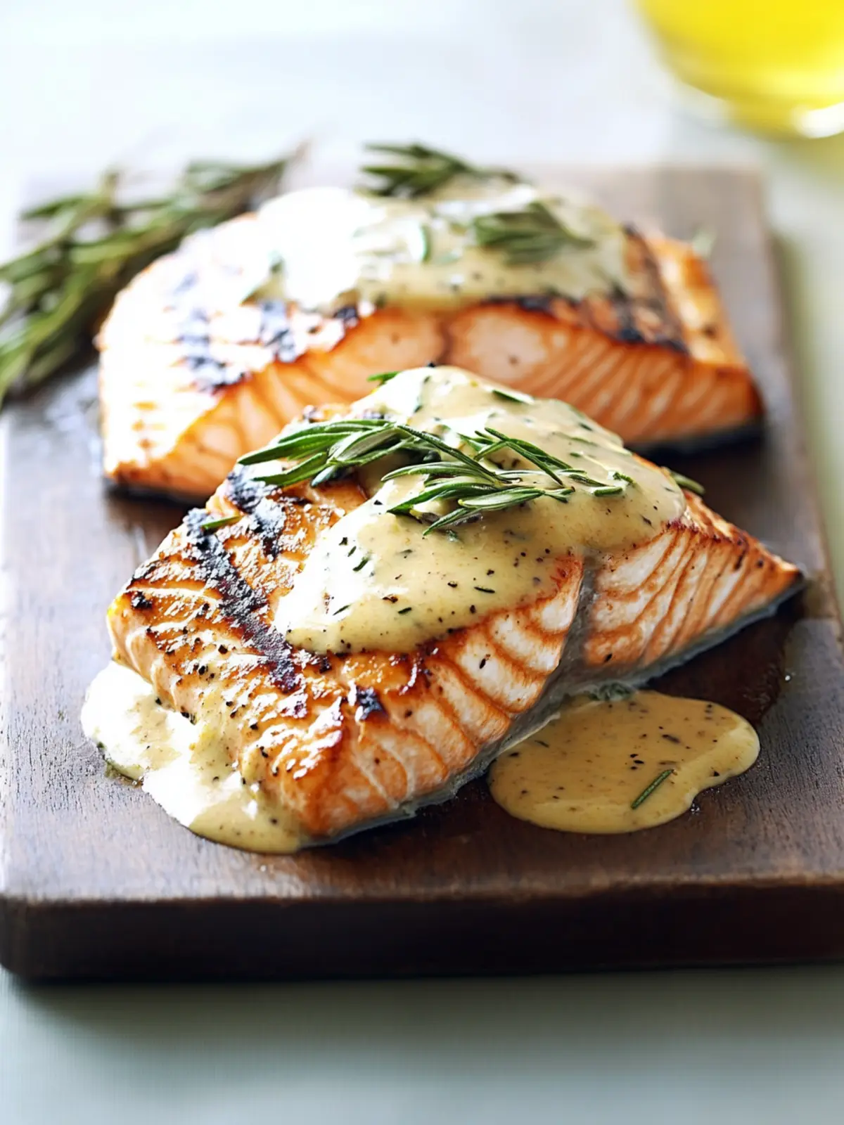 Grilled Salmon with Mustard-Wine Sauce