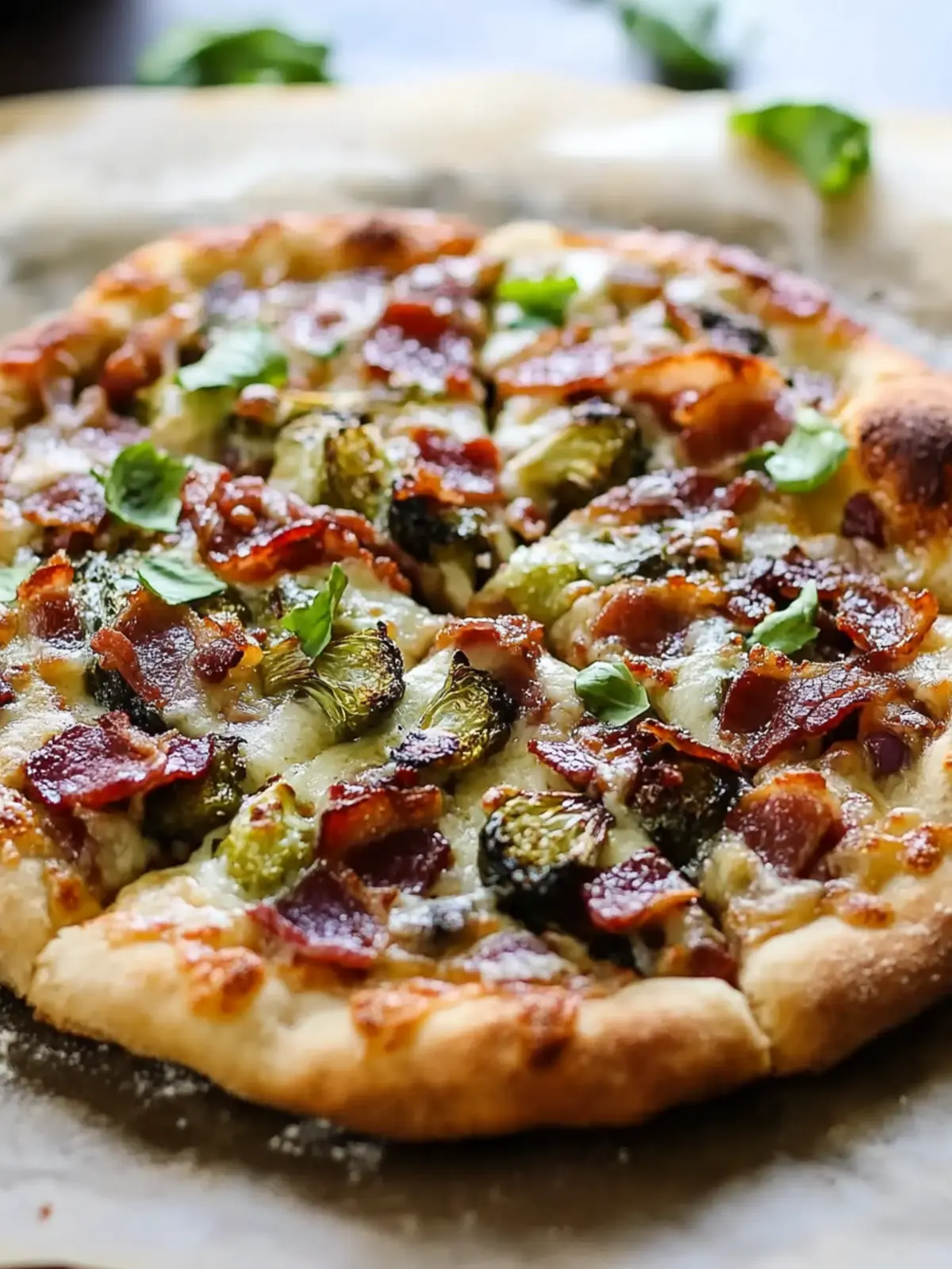 Easy Skillet Pizza with Brussels and Bacon
