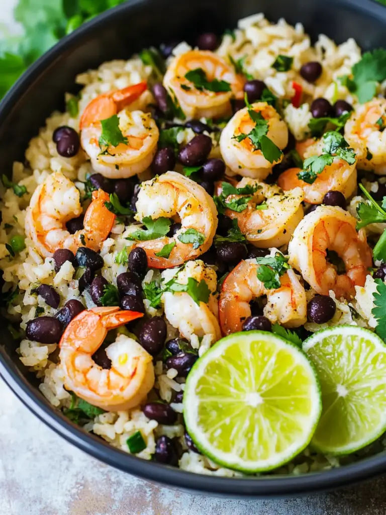 Cilantro-Lime and Black Beans Shrimp and Rice
