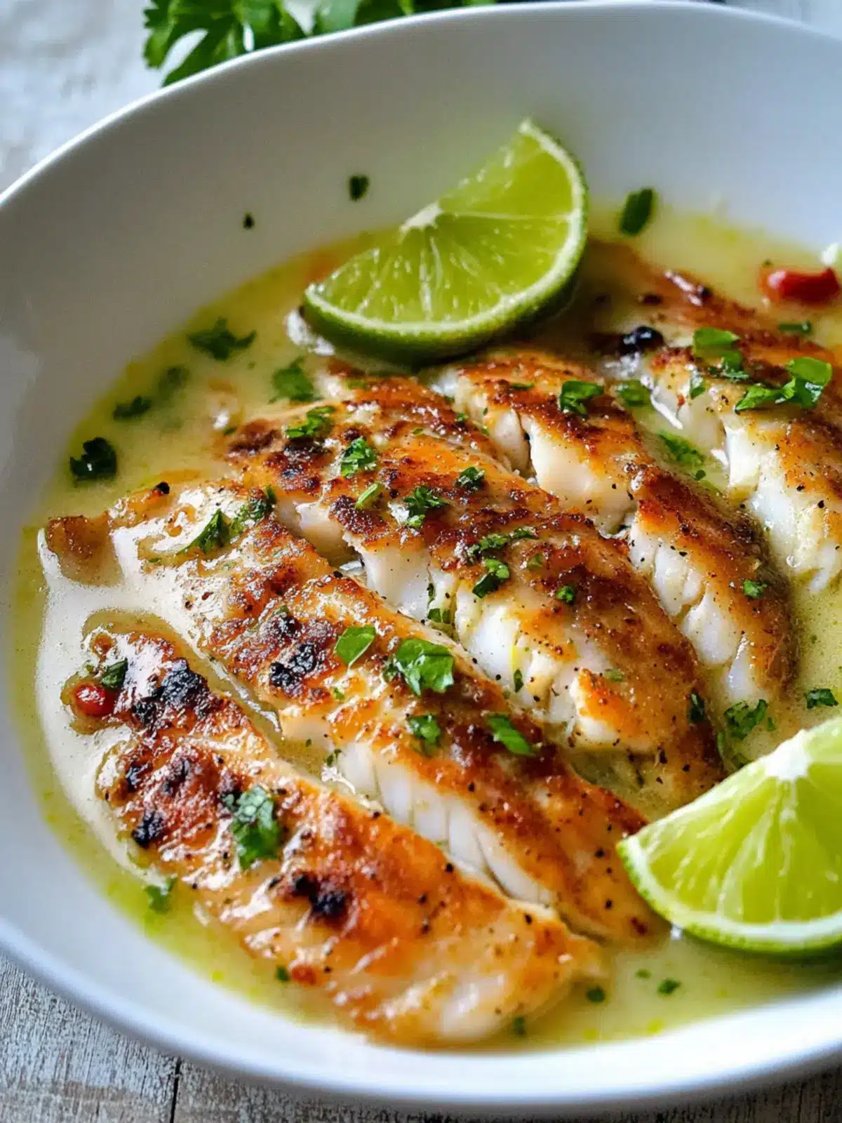 Garlic Grilled Tilapia Fillet in Lime Coconut Milk Sauce