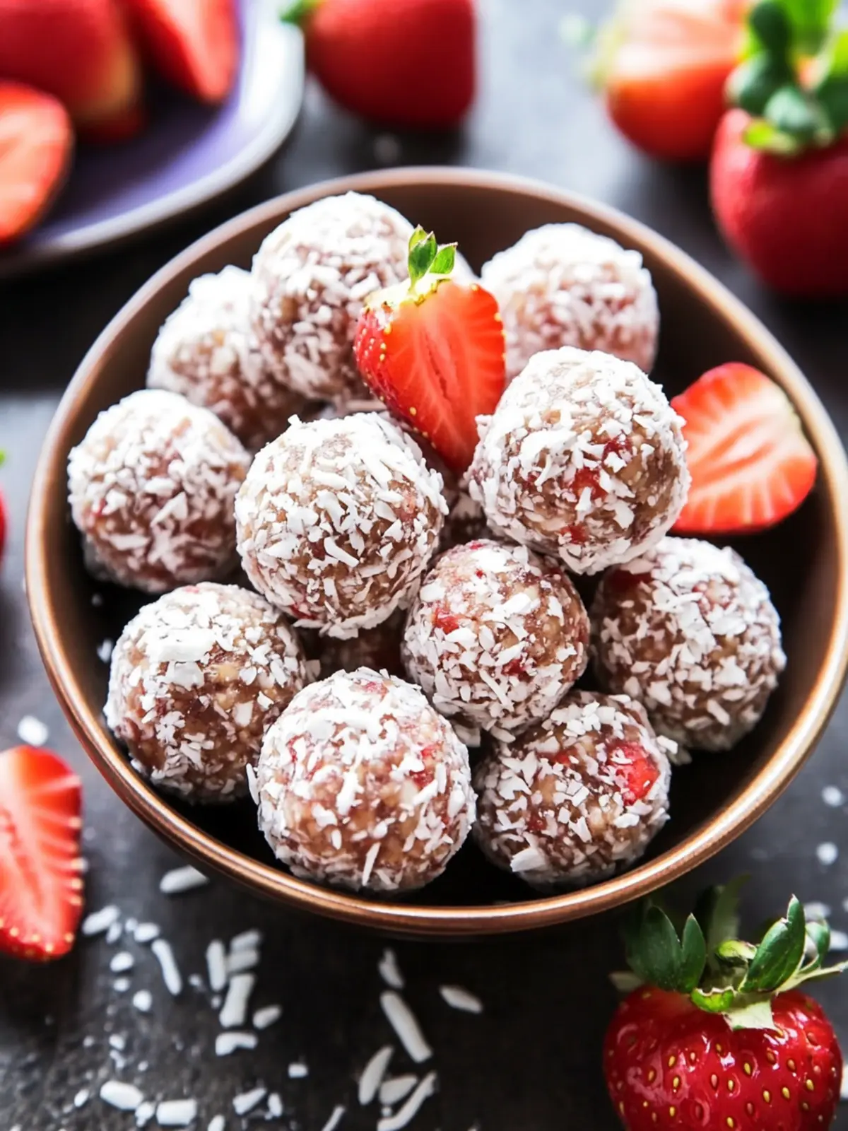 No Bake Strawberry Almond Energy Balls