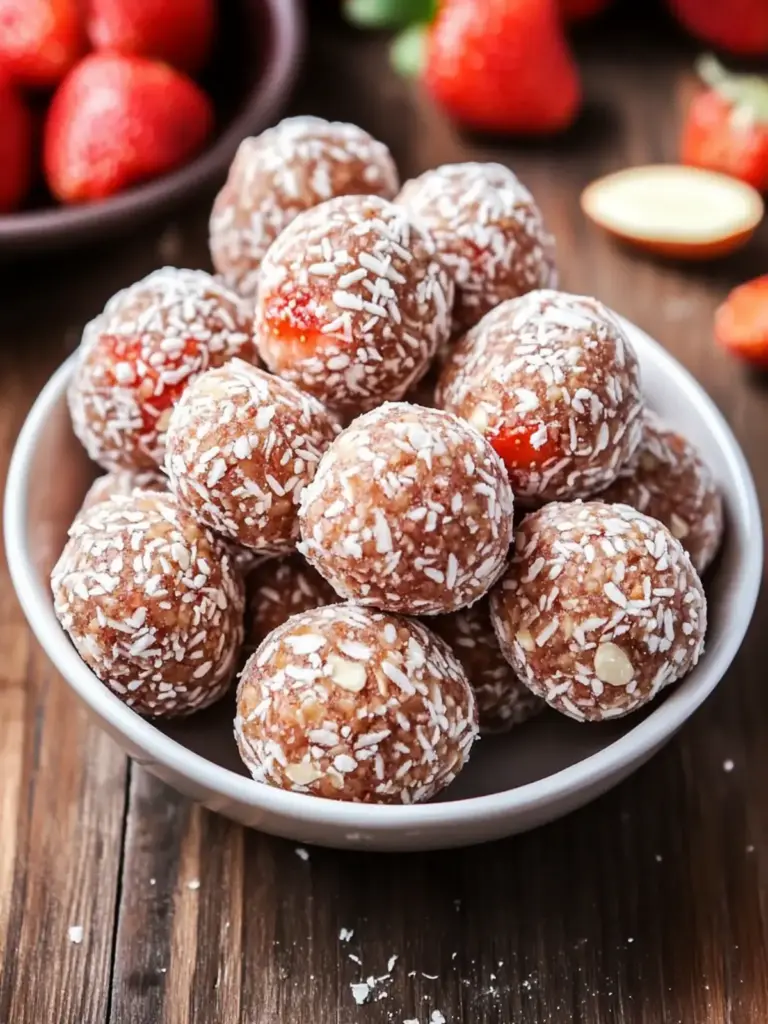 No Bake Strawberry Almond Energy Balls