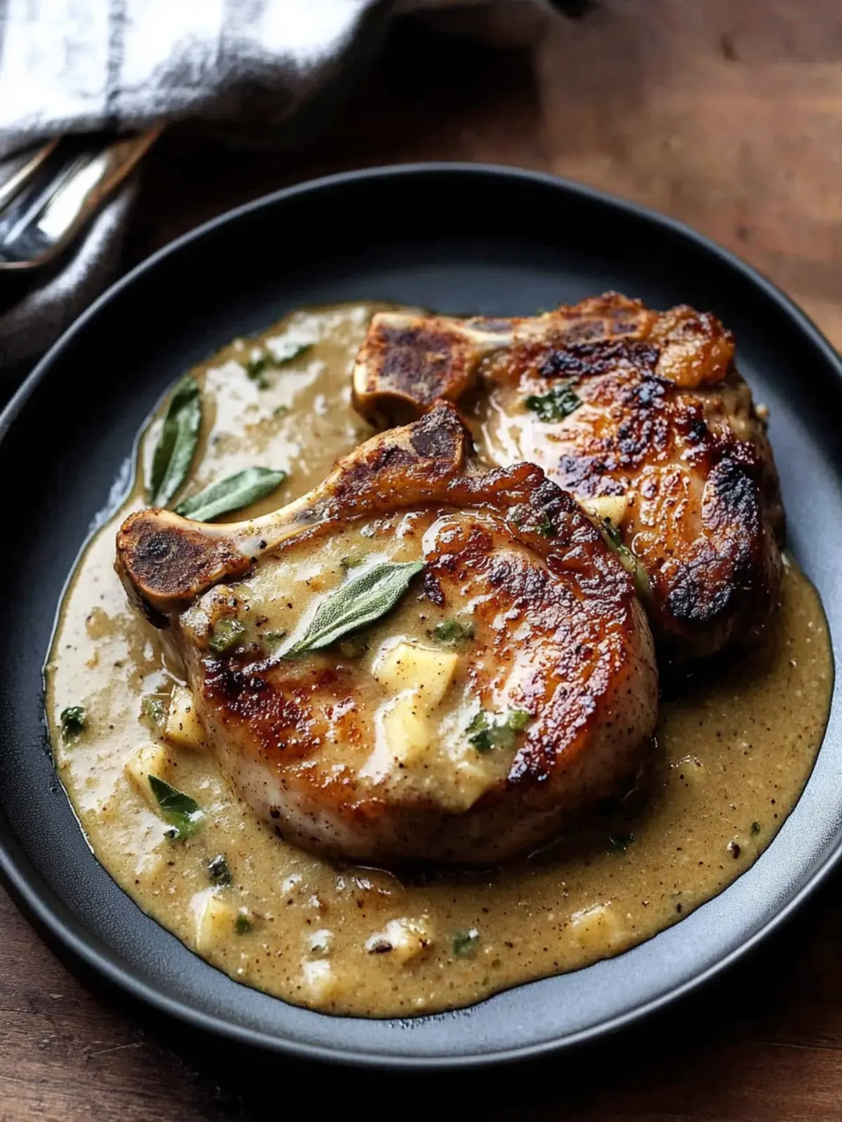 Juicy Pork Chops with Apple Cider Cream Sauce