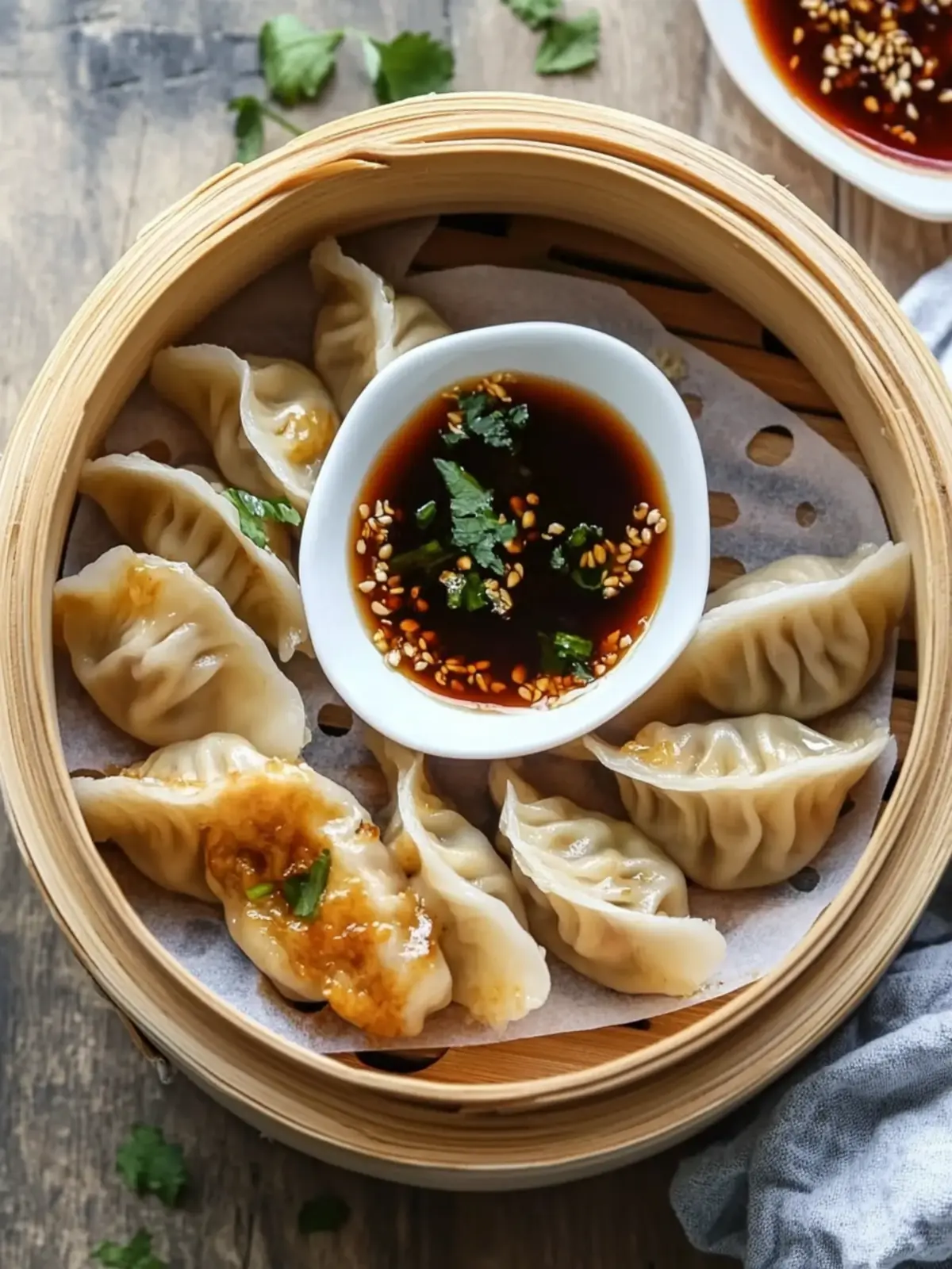 Steamed Dumplings with The Best Dipping Sauce