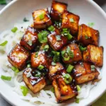 Pan-fried Garlic Tofu with Soy Lime Sauce