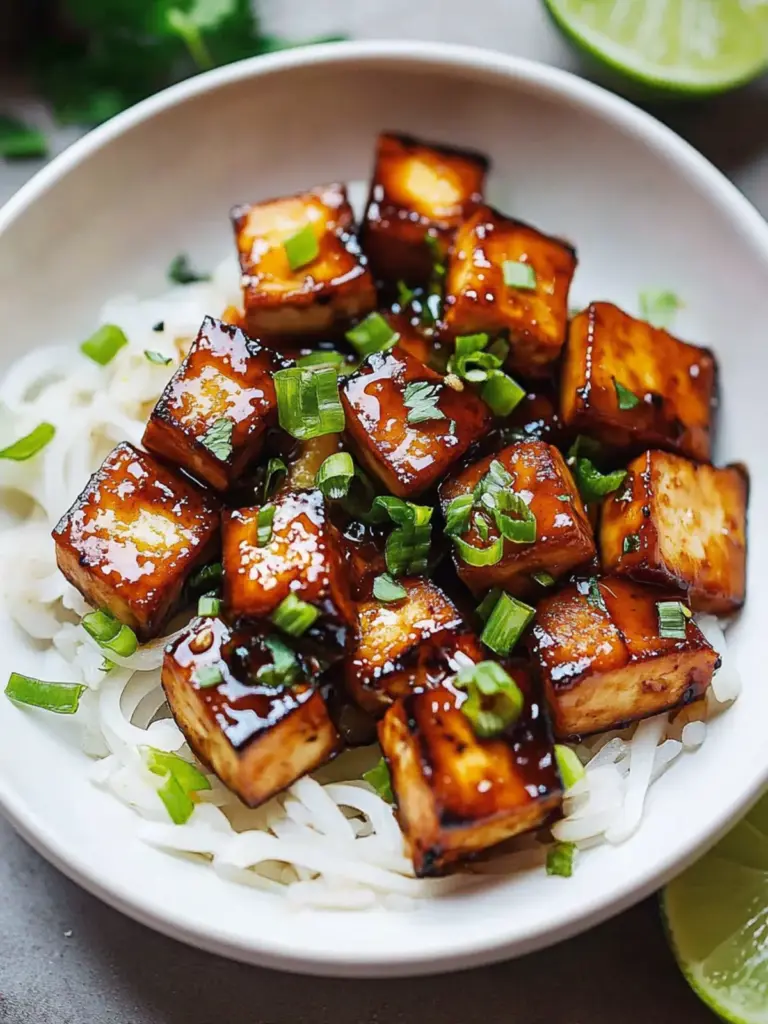 Pan-fried Garlic Tofu with Soy Lime Sauce