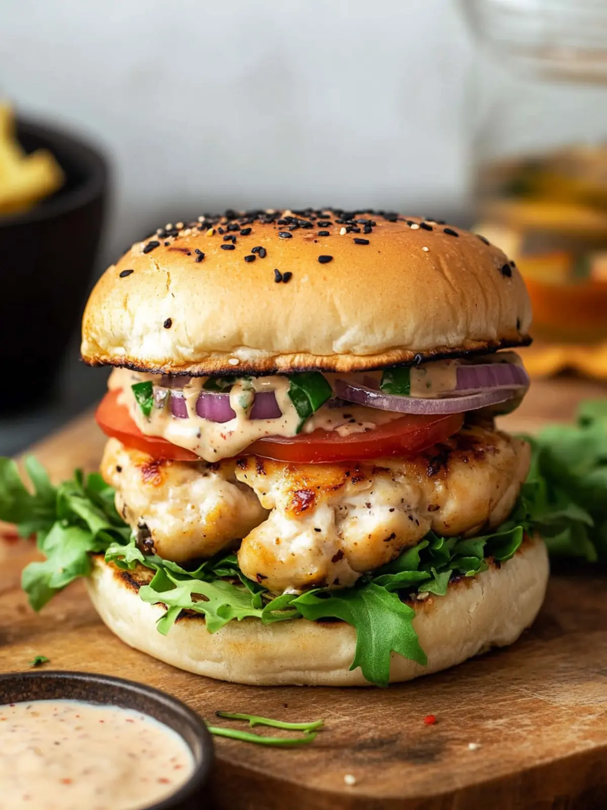 Chicken Burgers with Bang-Bang Sauce