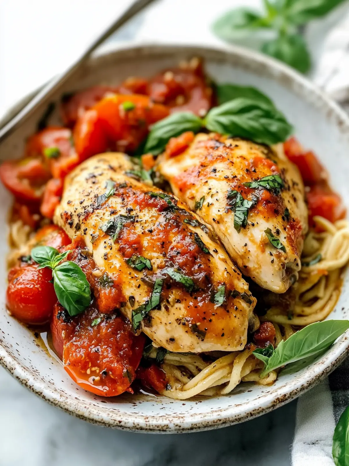 Garlic Basil Chicken with Tomato Butter Sauce