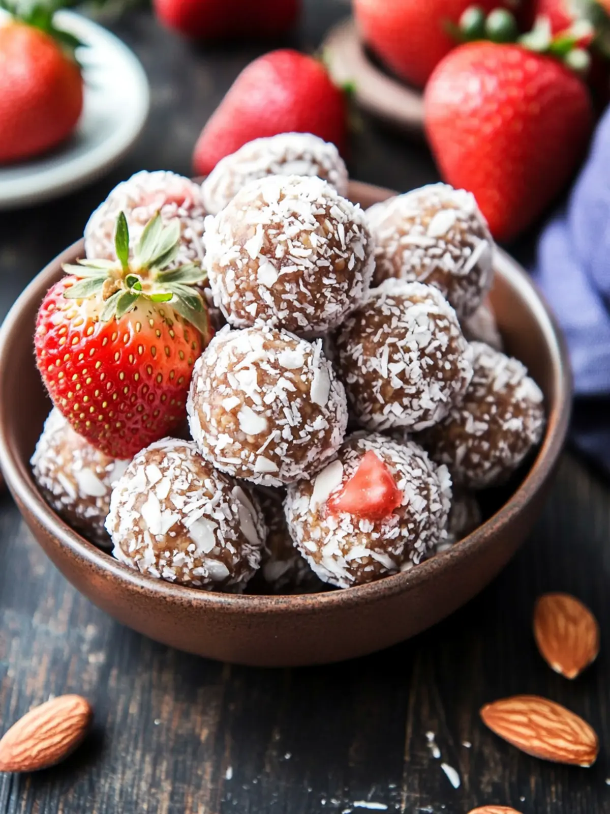 No Bake Strawberry Almond Energy Balls