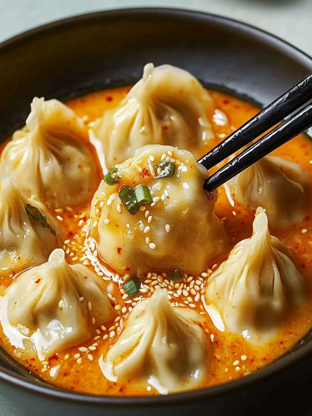 Savory Korean-Inspired Dumplings in Creamy Gochujang Sauce 2 Korean-Inspired Dumplings in Creamy Gochujang Sauce