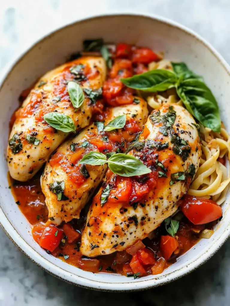 Garlic Basil Chicken with Tomato Butter Sauce