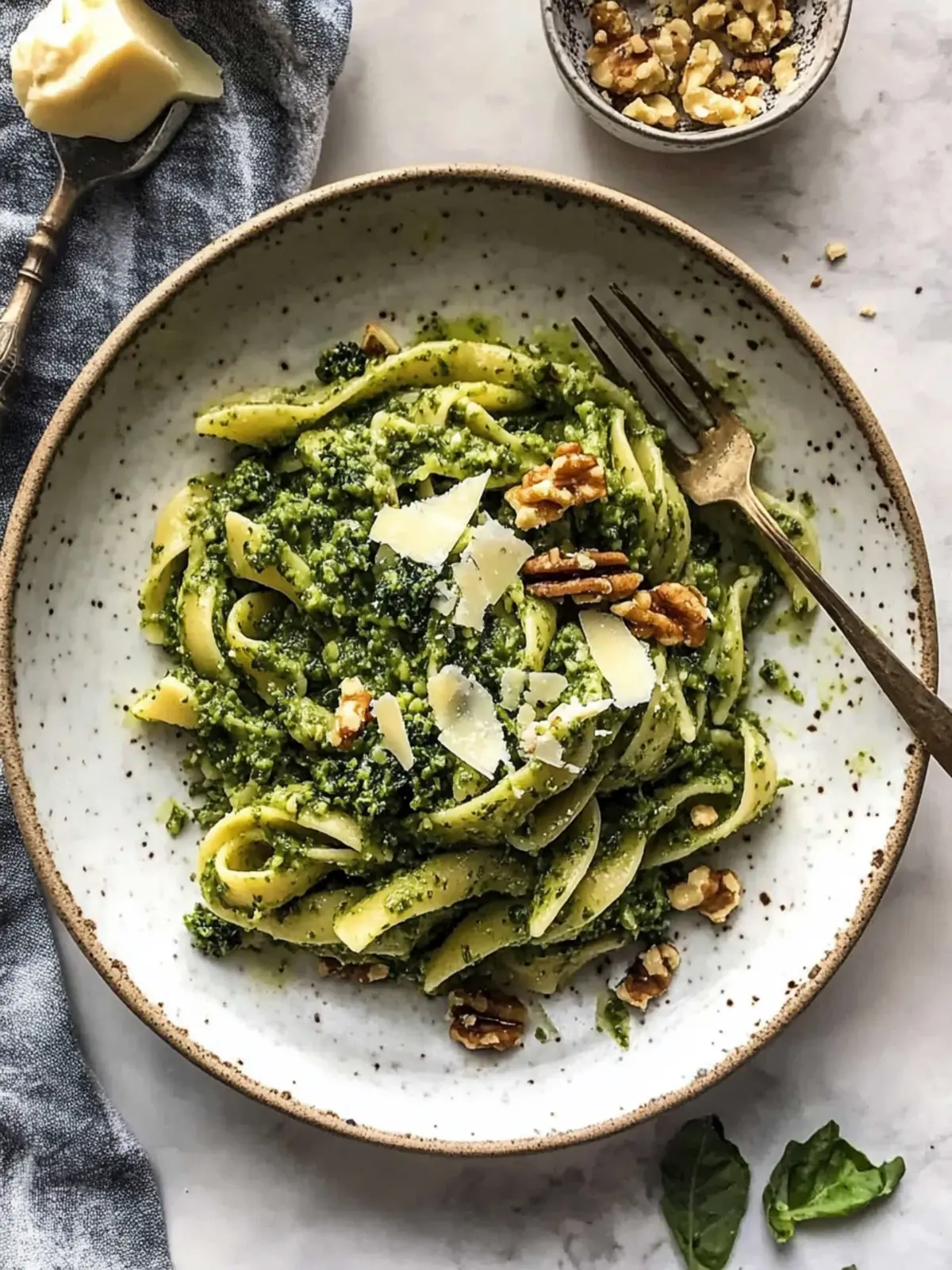 Herby Kale Pesto Pasta with Buttery Walnuts.