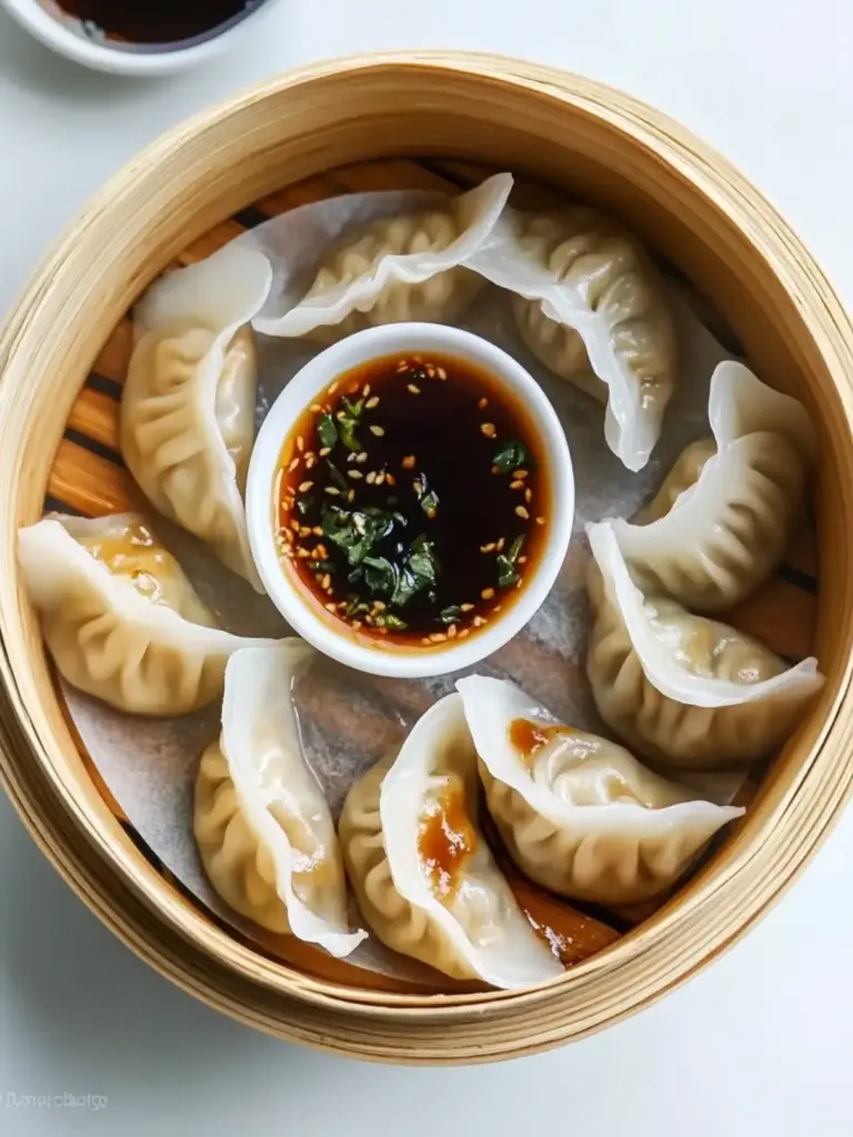 Steamed Dumplings with The Best Dipping Sauce