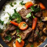 Tender Coconut Lemongrass Beef with Mushrooms and Carrots