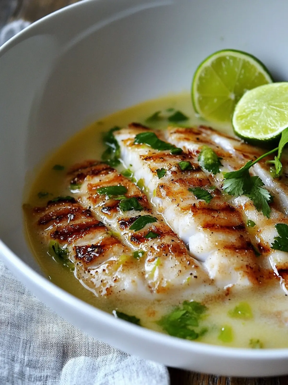 Garlic Grilled Tilapia Fillet in Lime Coconut Milk Sauce