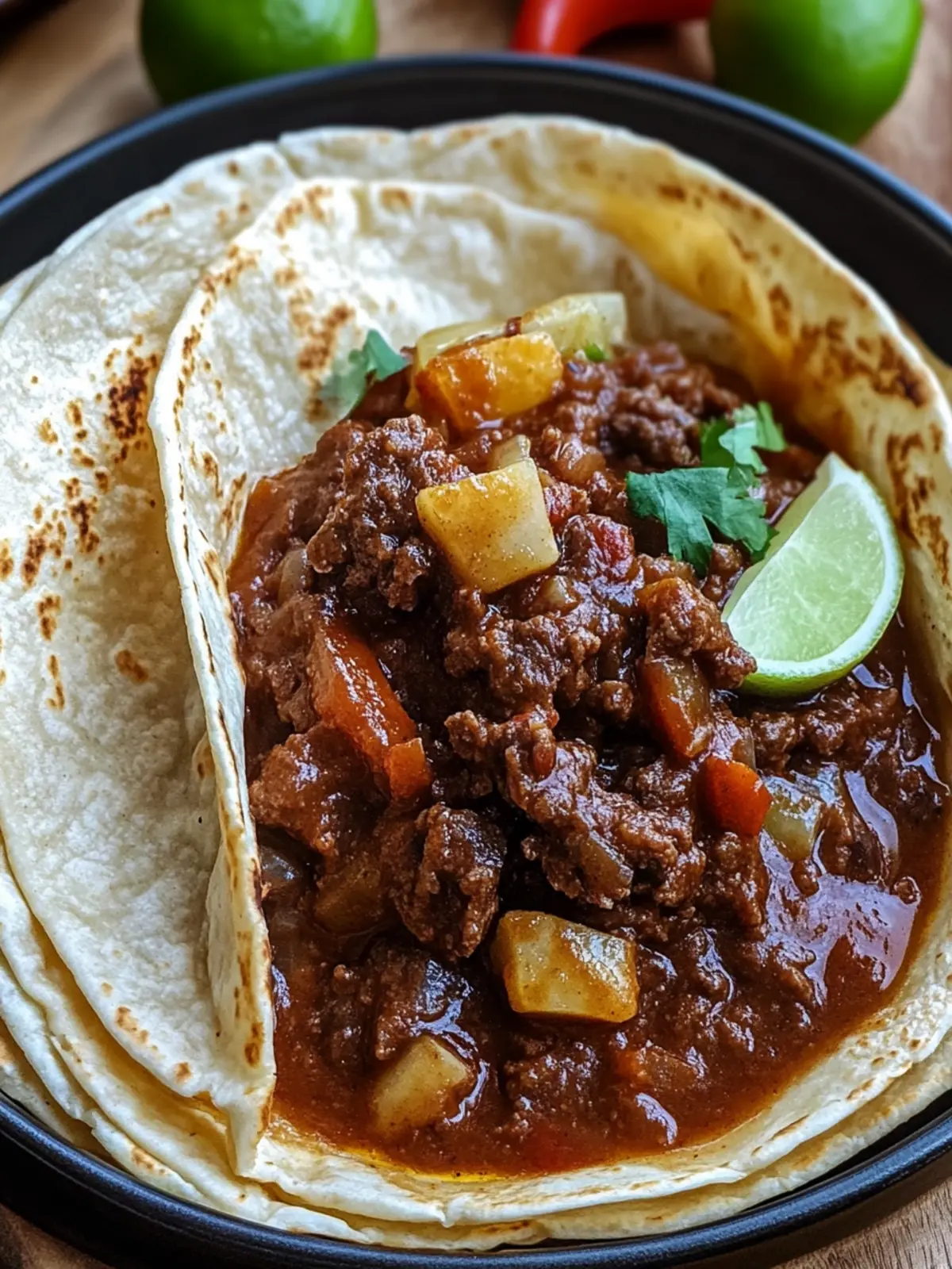 Carne Guisada With Flour Tortillas